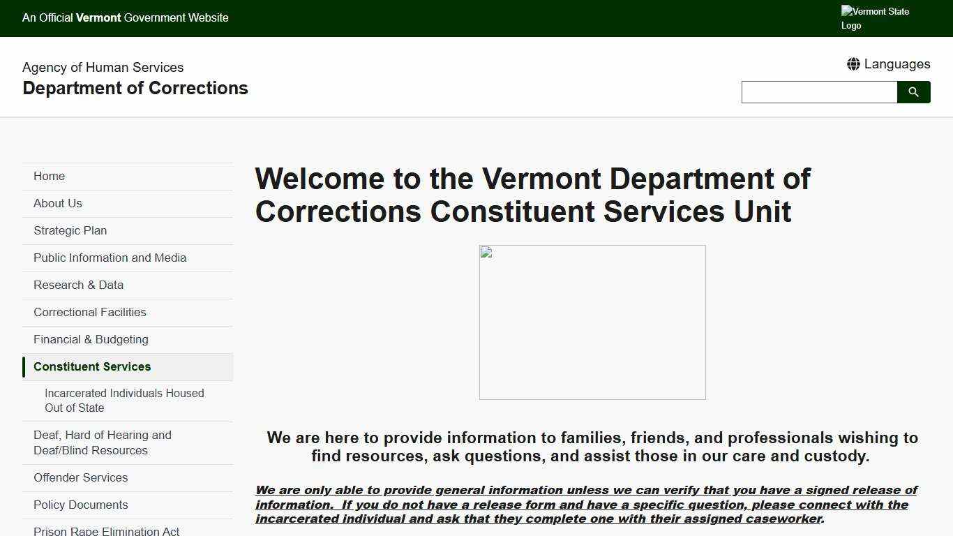 Welcome to the Vermont Department of Corrections Constituent Services Unit | Department of Corrections